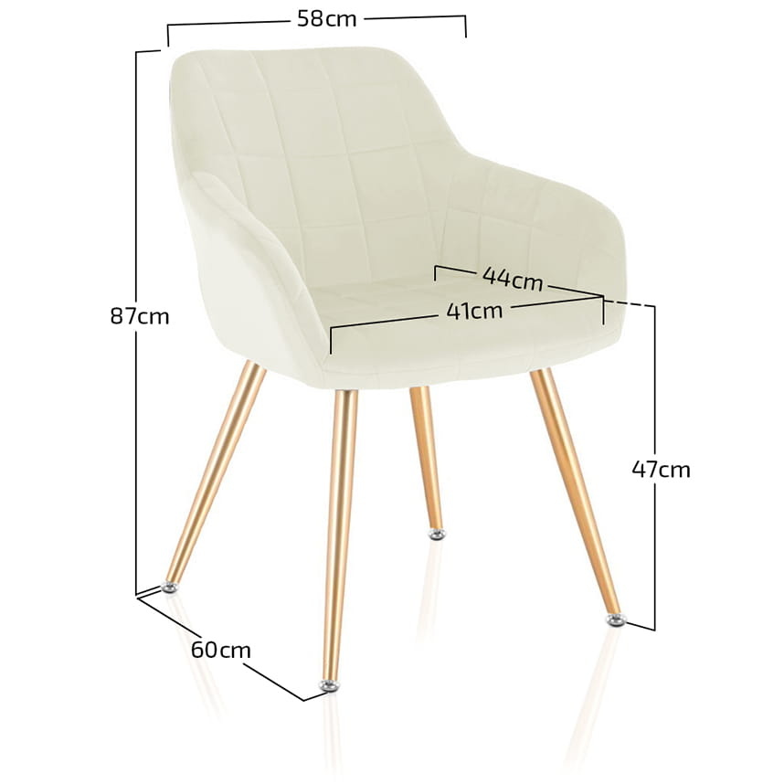 Fluwelen eetkamerstoel wit - fluweel - gestoffeerd - 100x45x55 cm