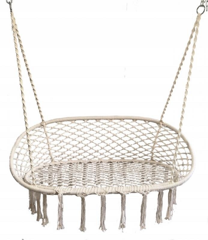 Hangstoel dubbel - beige - schommel - 110 x 62 cm