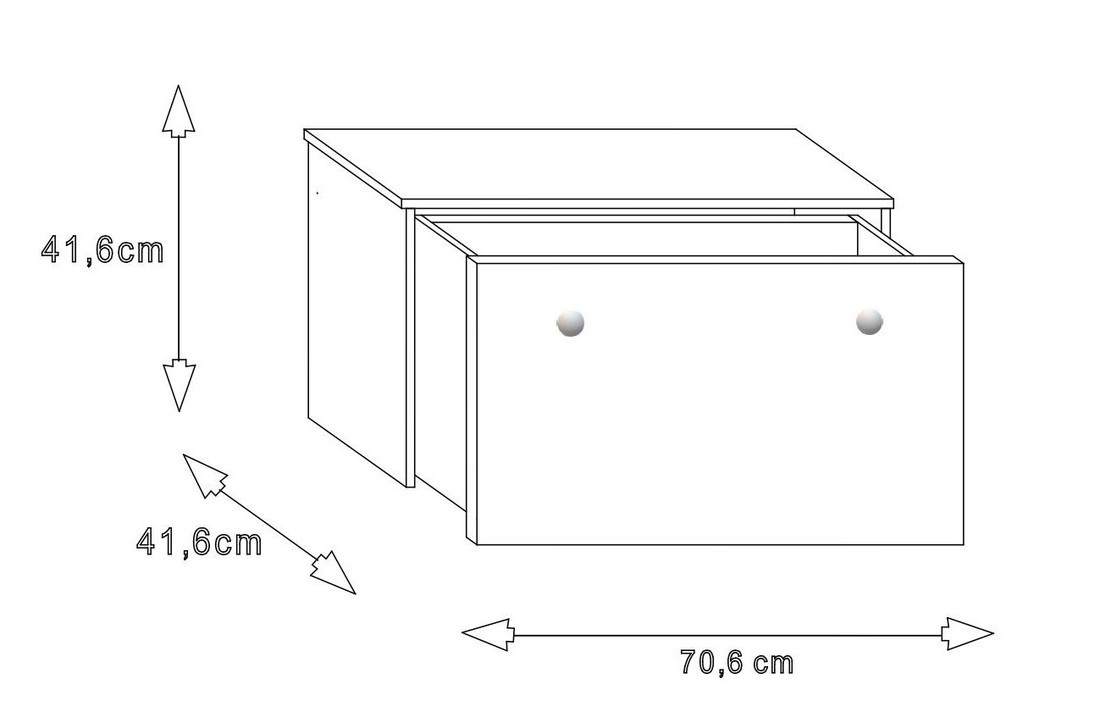 Speelgoedkist wit - opbergbox speelgoed - 71x42x42 cm - uitschuif lade