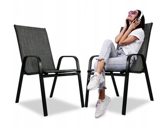 Tuinstoelen set grijs - 55x62x96cm