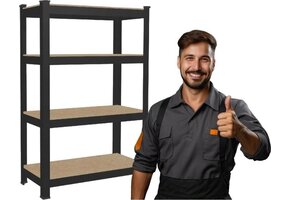 Zwarte metalen stellingkast - 150x70x30cm - Draagvermogen 150 kg per plank