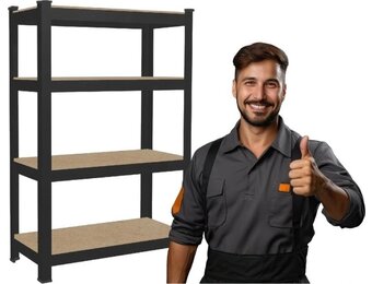 Zwarte metalen stellingkast - 150x70x30cm - Draagvermogen 150 kg per plank