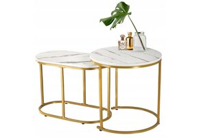 Salontafel set - Rond - Ovaal - marmer stijl