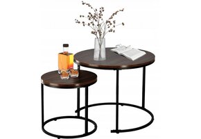 Ronde salontafel set zwart- Tweedelig - Ronde vorm - 60 en 45cm