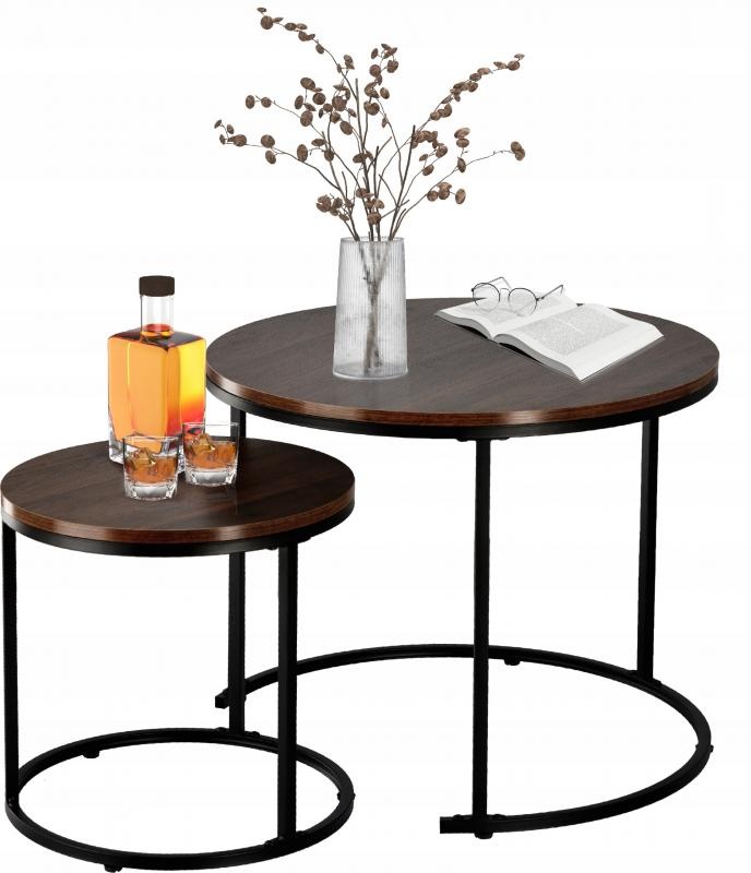 Ronde salontafel set zwart- Tweedelig - Ronde vorm - 60 en 45cm