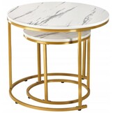 Salontafel set rond - marmer stijl - goud wit
