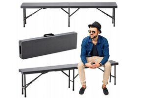 Opvouwbare bank - Grijs - Materiaal: - 180x25x43 cm