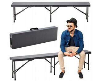 Opvouwbare bank - Grijs - Materiaal: - 180x25x43 cm