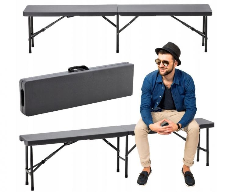 Opvouwbare bank - Grijs - Materiaal: - 180x25x43 cm