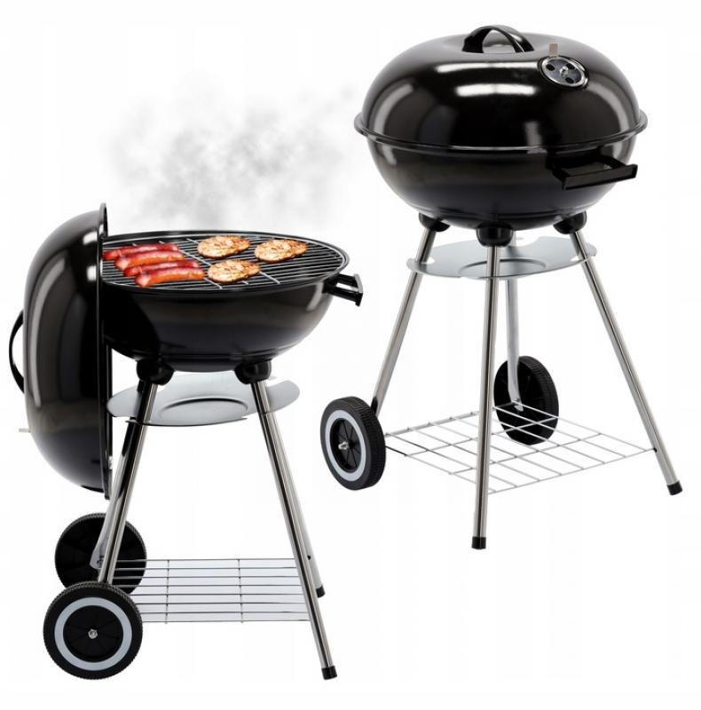 Kogelbarbecue met deksel - Houtskool - Bolvormig - Wielen - 46x44x71cm