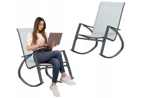 Schommelstoel tuin - grijs - 60x104x95 cm