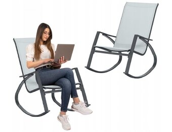 Schommelstoel tuin - grijs - 60x104x95 cm