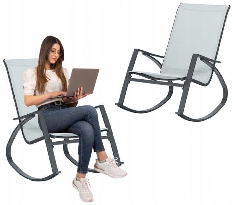 Schommelstoel tuin - grijs - 60x104x95 cm