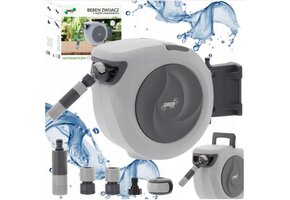 Tuinslanghaspel automatisch 20m - Slang - Automatisch oprolsysteem - 20m - 20x45x35cm