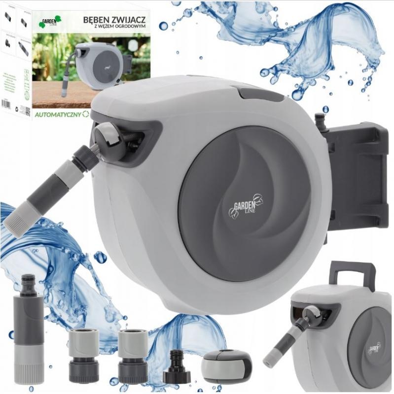 Tuinslanghaspel automatisch 20m - Slang - Automatisch oprolsysteem - 20m - 20x45x35cm