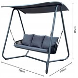 Tuinschommelbank - gevlochten armleuningen - 180x139x185cm - antraciet
