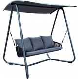 Tuinschommelbank - gevlochten armleuningen - 180x139x185cm - antraciet