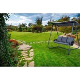 Tuinschommelbank - gevlochten armleuningen - 180x139x185cm - antraciet