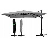 Zweefparasol met hoes - grijs - 3x4 m
