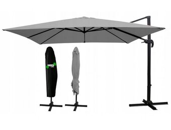 Zweefparasol met hoes - grijs - 3x4 m