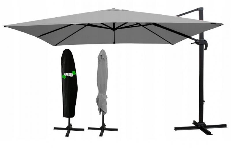 Zweefparasol met hoes - grijs - 3x4 m