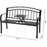 Tuinbank met uitklaptafel - 127x53x84 cm - Hout - Bruin