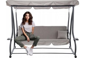 Tuinschommelbank - Grijs - Ligfunctie - 210x120x170cm