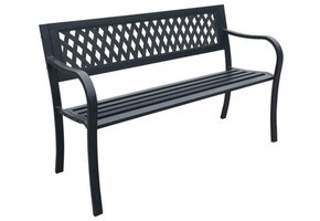 Tuinbank - 125x53x77 cm - zwart - rooster patroon