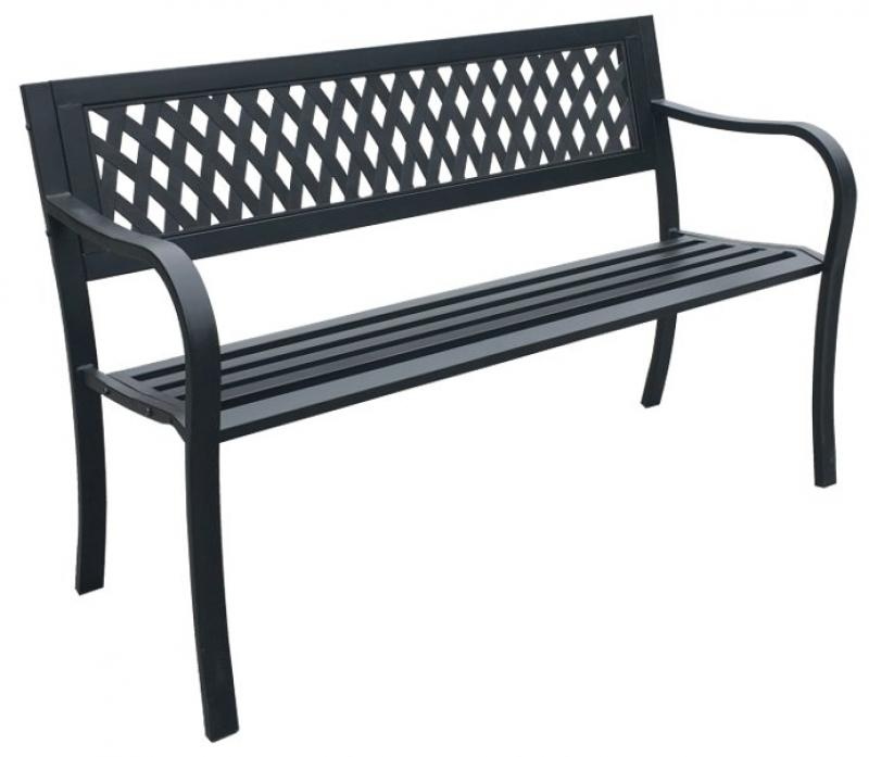 Tuinbank - 125x53x77 cm - zwart - rooster patroon