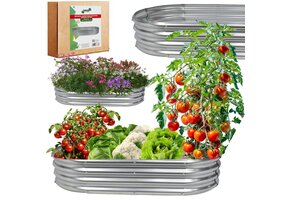 Verhoogde moestuinbak - Ovaal - Gegalvaniseerd - 120x60x30 cm