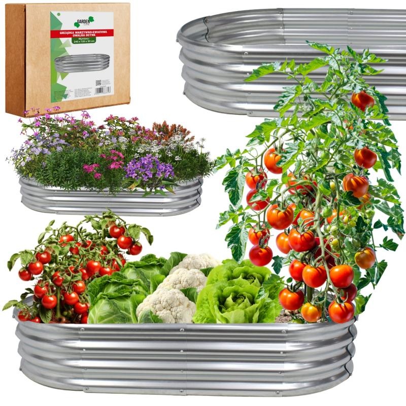 Verhoogde moestuinbak - Ovaal - Gegalvaniseerd - 120x60x30 cm