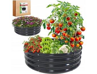 Ronde moestuinbak - 60x60x30cm - antraciet - plantenbak