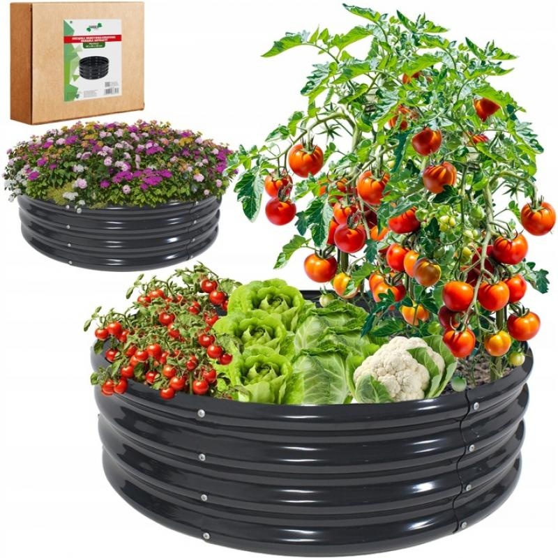 Ronde moestuinbak - 60x60x30cm - antraciet - plantenbak