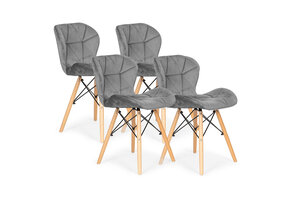 Fluwelen eetkamerstoelen grijs - Set van 4