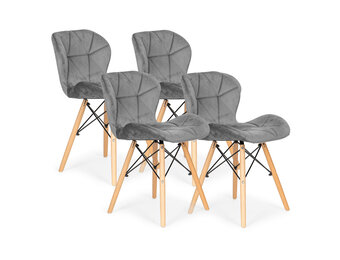 Fluwelen eetkamerstoelen grijs - Set van 4
