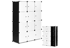 Modulaire kledingkast - zwart - 12 vakken - 2 hangers - 144 x 106 x 36 cm