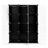 Modulaire kledingkast - zwart - 12 vakken - 2 hangers - 144 x 106 x 36 cm