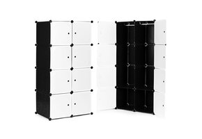 Modulaire kast zwart - Schoenen - Kleding - 8 vakken - 144 x 46 x 71 cm