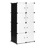 Modulaire kast zwart - Schoenen - Kleding - 8 vakken - 144 x 46 x 71 cm