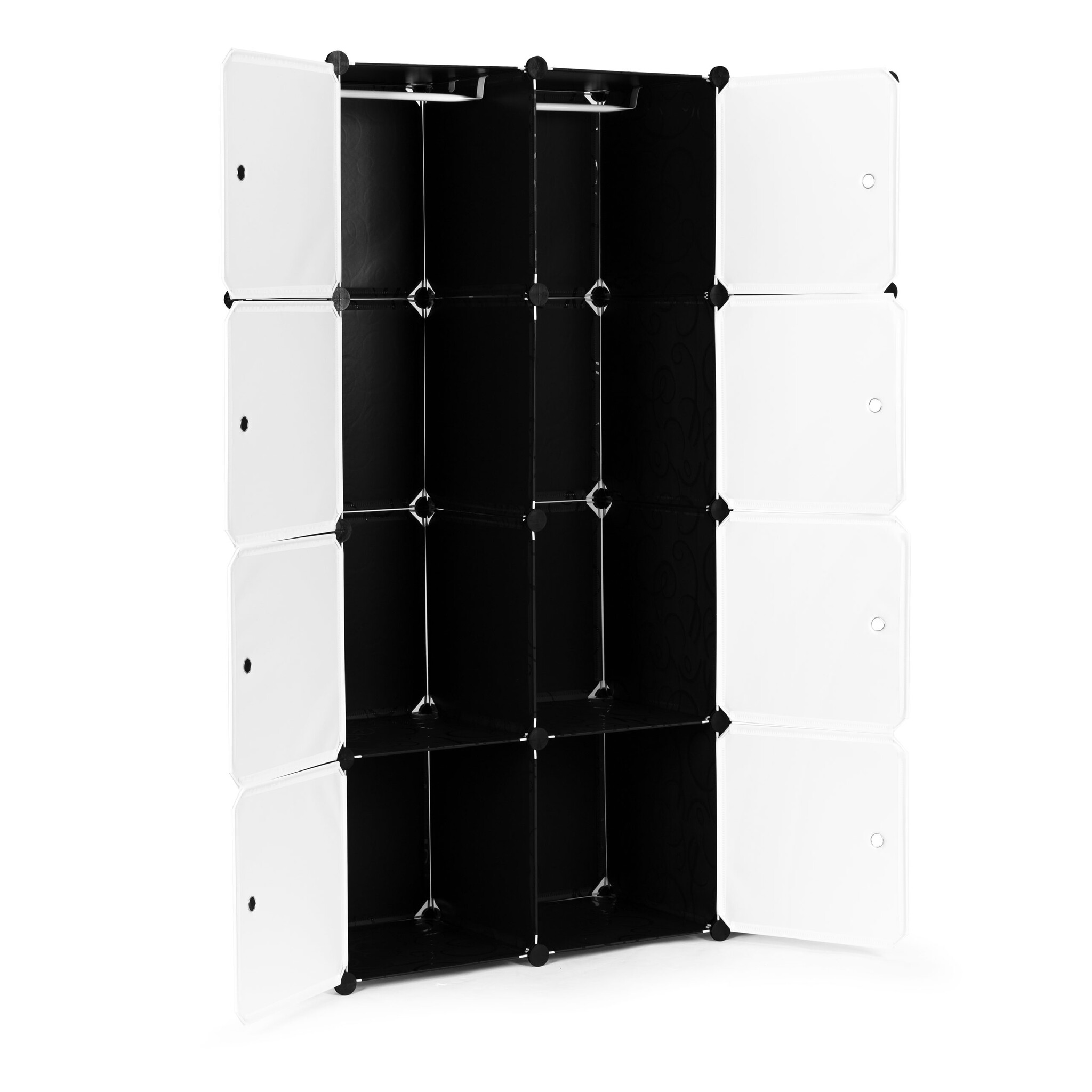 Modulaire kast zwart - Schoenen - Kleding - 8 vakken - 144 x 46 x 71 cm