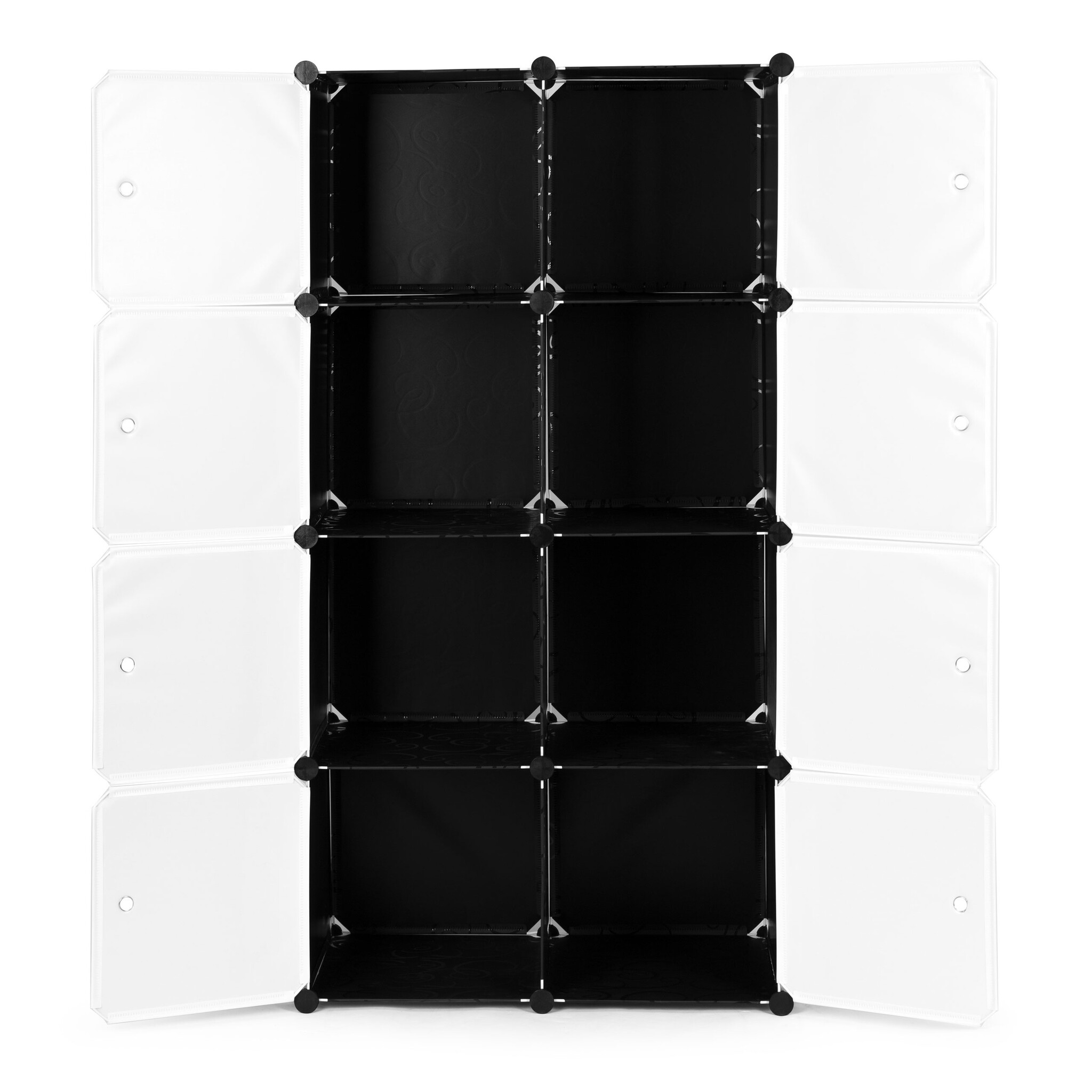 Modulaire kast zwart - Schoenen - Kleding - 8 vakken - 144 x 46 x 71 cm