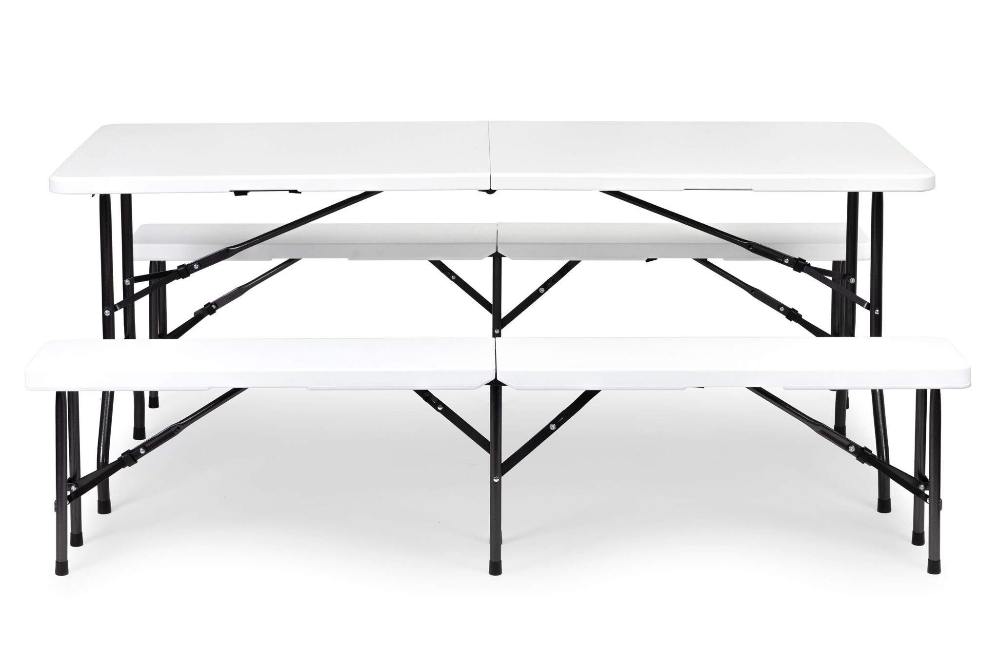 Picknicktafelset wit 180cm - Horeca - 2 banken - Banket.