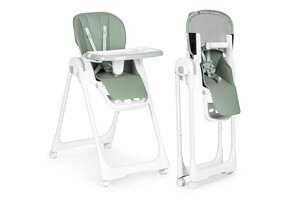 Verstelbare kinderstoel groen - In hoogte verstelbaar - Eco-lederen riemen - Dubbel dienblad