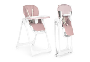 Verstelbare kinderstoel roze met eco-lederen riemen - In hoogte verstelbaar - Dubbel dienblad