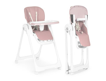 Verstelbare kinderstoel roze met eco-lederen riemen - In hoogte verstelbaar - Dubbel dienblad