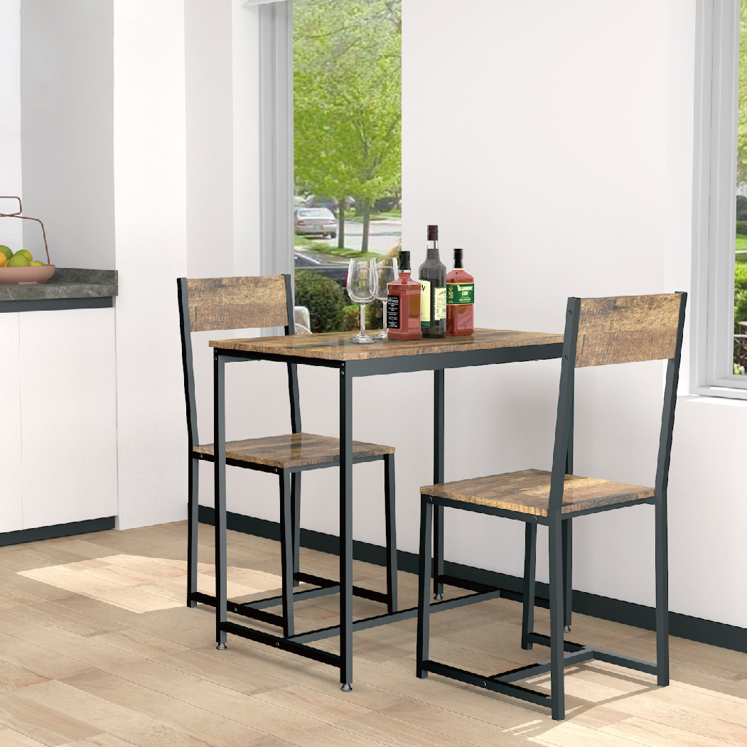 Industriële eethoek - metaal MDF - antiek hout - 100x60x75cm