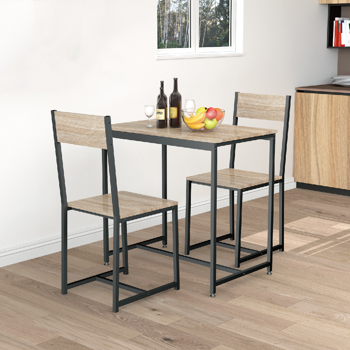 Eettafel met stoelen - Metalen MDF - 2 stoelen