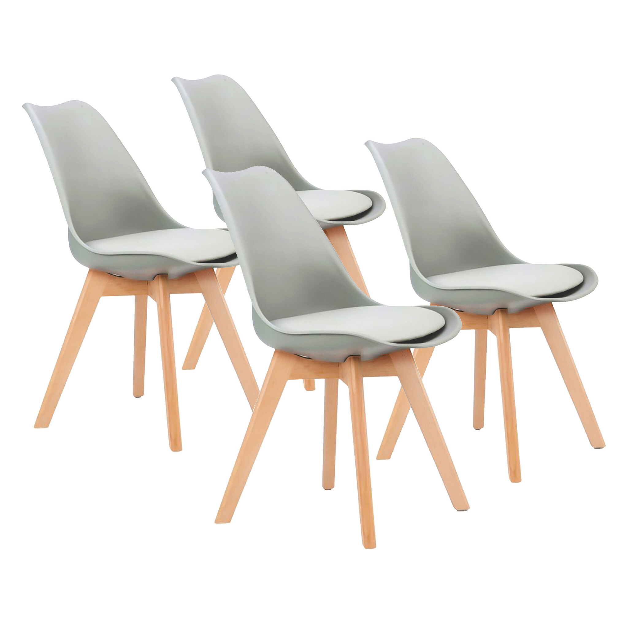 Eetkamerstoelen modern - set - lichtgrijs