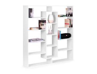 Witte boekenkast modern - 14 planken - Staand - 135x126x21cm