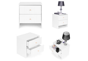 Wit nachtkastje met lades - Modern - 2 - 45 x 48 x 35 cm